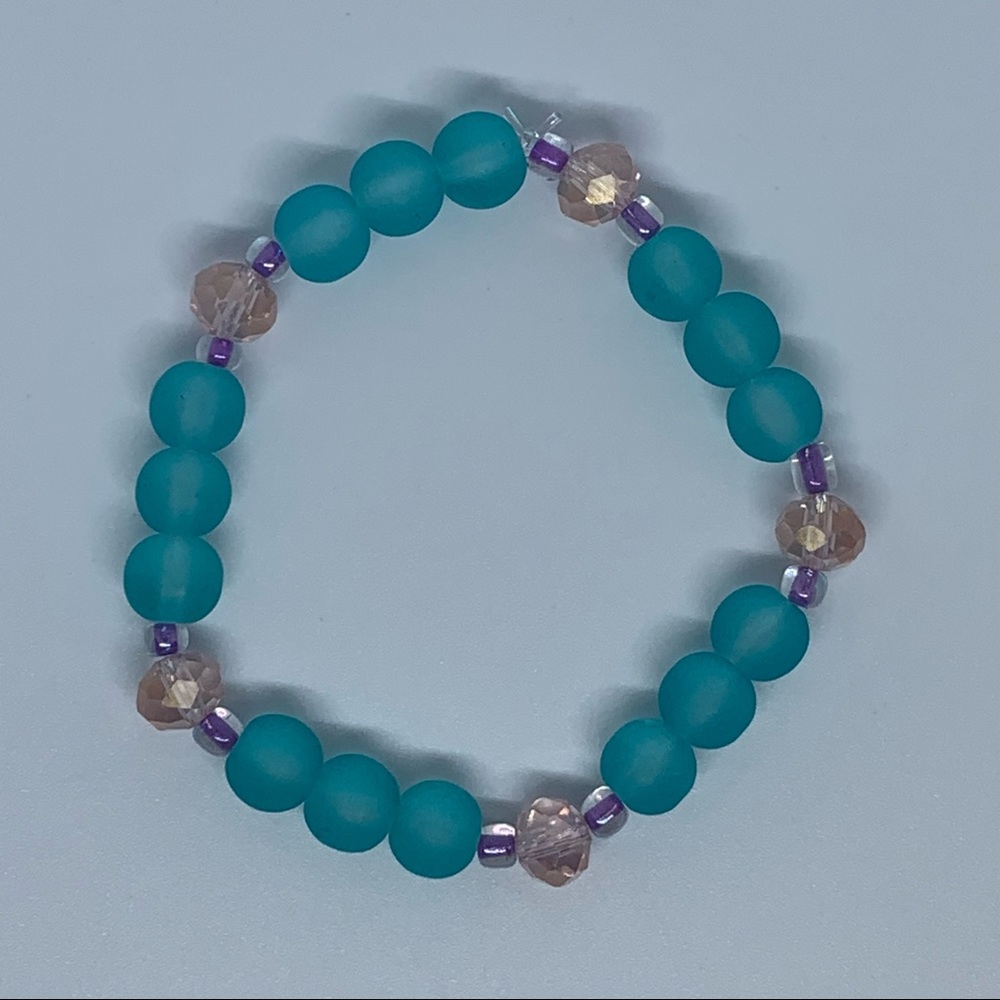 Blue Pink and Purple Beaded Bracelet